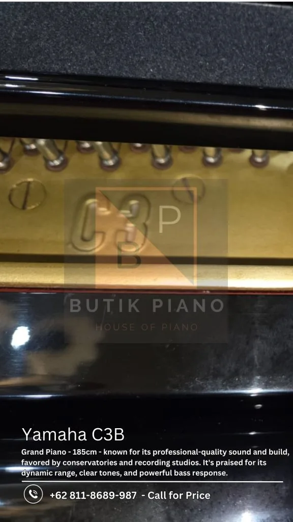 Detail bagian dalam Yamaha C3B Grand Piano